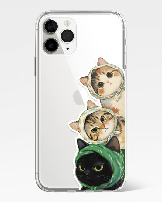 Trio Peek Cats Transparent Phone Cover