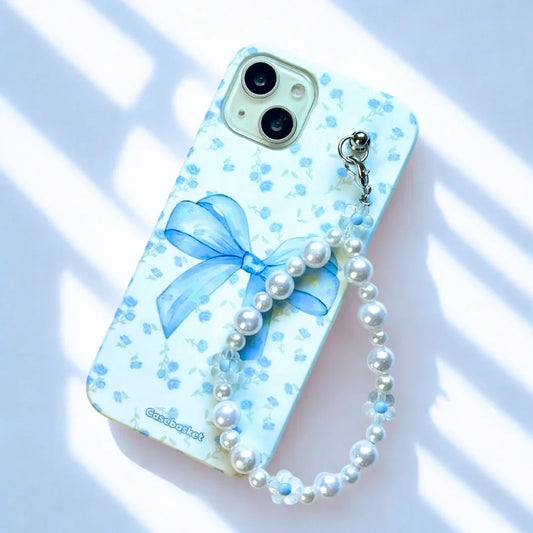 Blue Bae Mist Pearl Flower Fall Chain Phone Cover