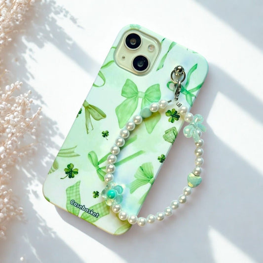 Lucky Chic Mint Bow Fall Chain Phone Cover