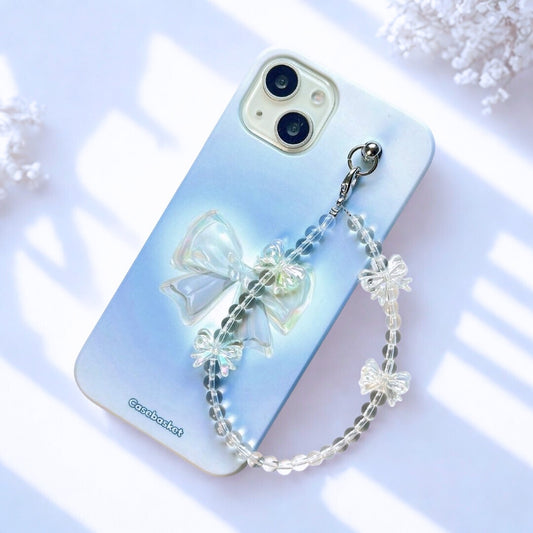 Gloss Dreamy Crystal Bow Fall Chain Phone Cover