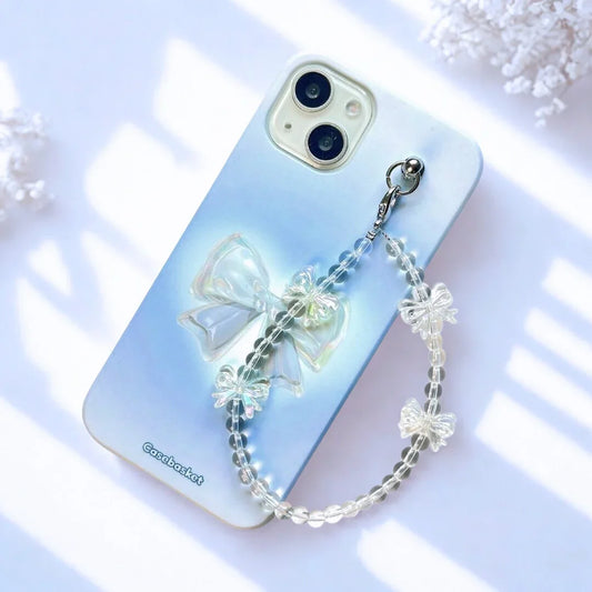 Gloss Dreamy Crystal Bow Fall Chain Phone Cover