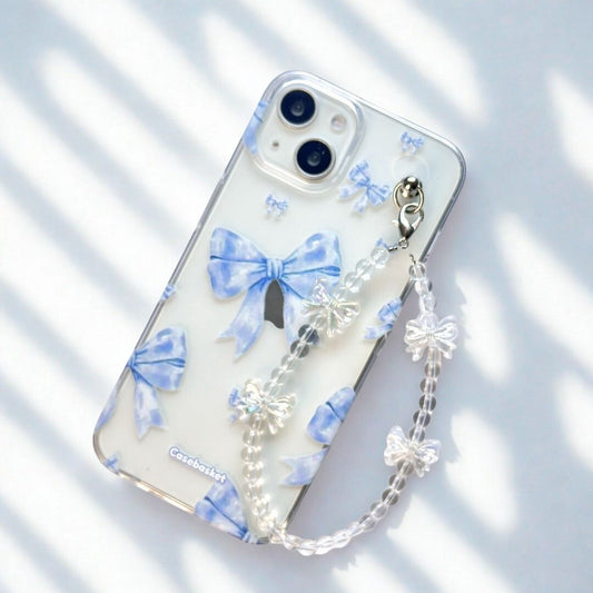 Icy Ribbon Dreamy Crystal Bow Fall Chain Phone Cover