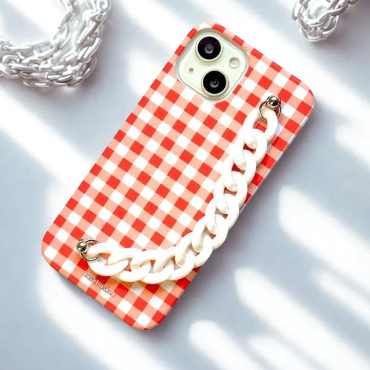 Checks Print white Chain Phone Cover