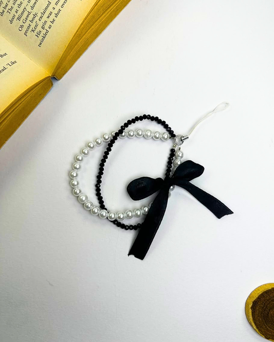 Black Pearl Phone Chain Charm