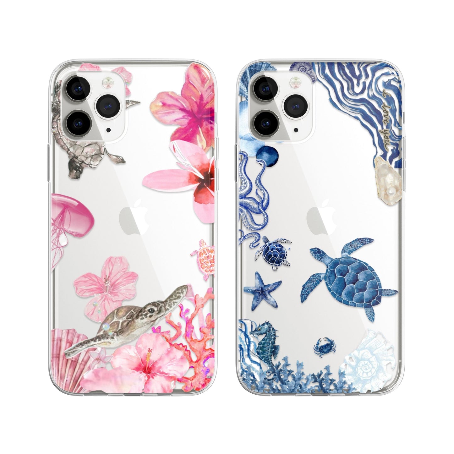 Twin Tides Couple Transparent Phone Cover