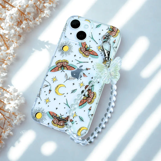 Butterflick Transparent Pearlfly Fall Chain Phone Cover