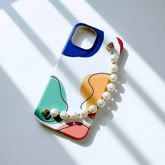 Colorful White Vivid Pearl Chain Phone Cover