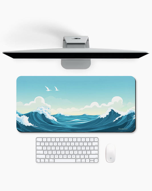 Coastal Wave Print Desk Mat