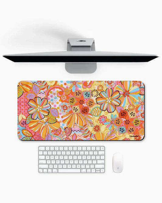 Flower Pop Print Desk Mat