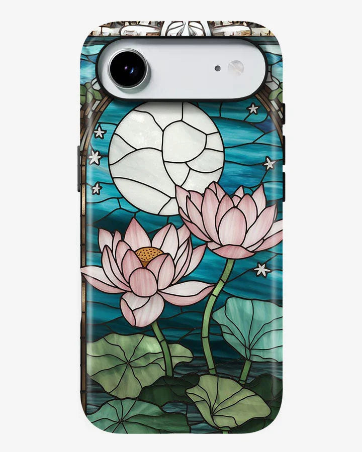Moonlit Lotus Glossy Armour Shell Phone Cover