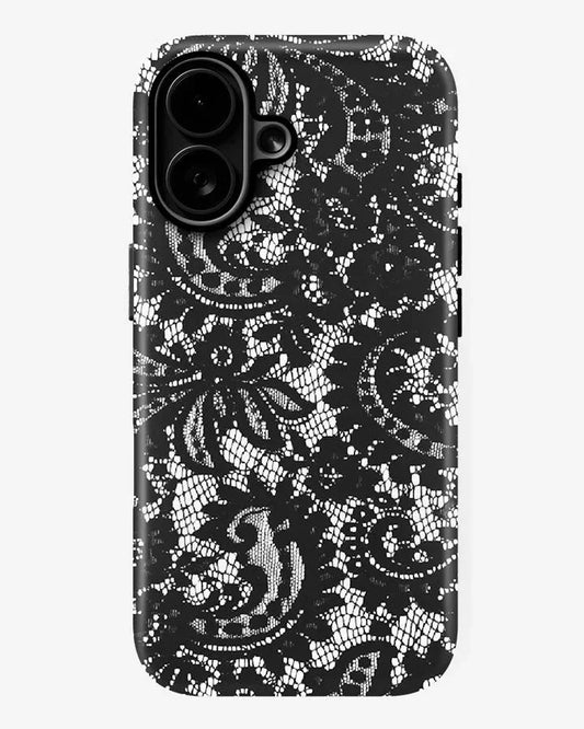 Black Lace Glossy Armour Shell Phone Cover