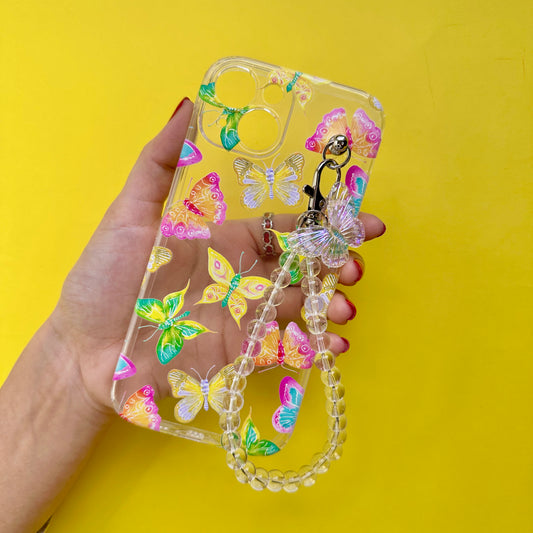 Flutterize Transparent Pearlfly Fall Chain Phone Cover