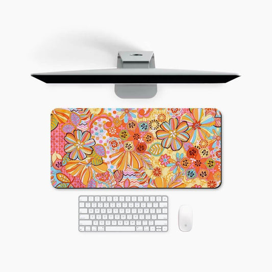 Flower Pop Print Desk Mat