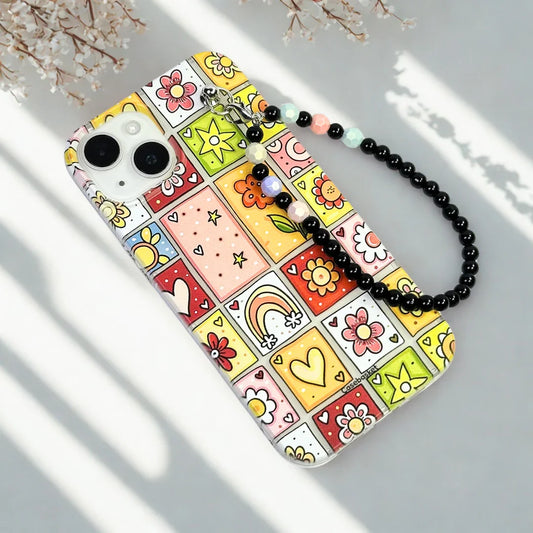 Warm Bloom Blocks Transparent Fall Chain Phone Cover