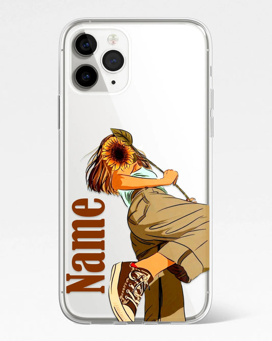 Sunflower Brown Transparent Silicone Phone Cover