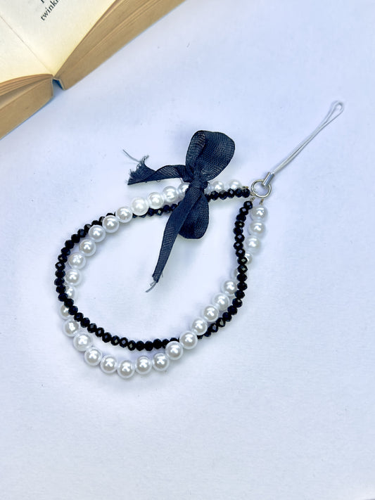 Black Pearl Phone Chain Charm
