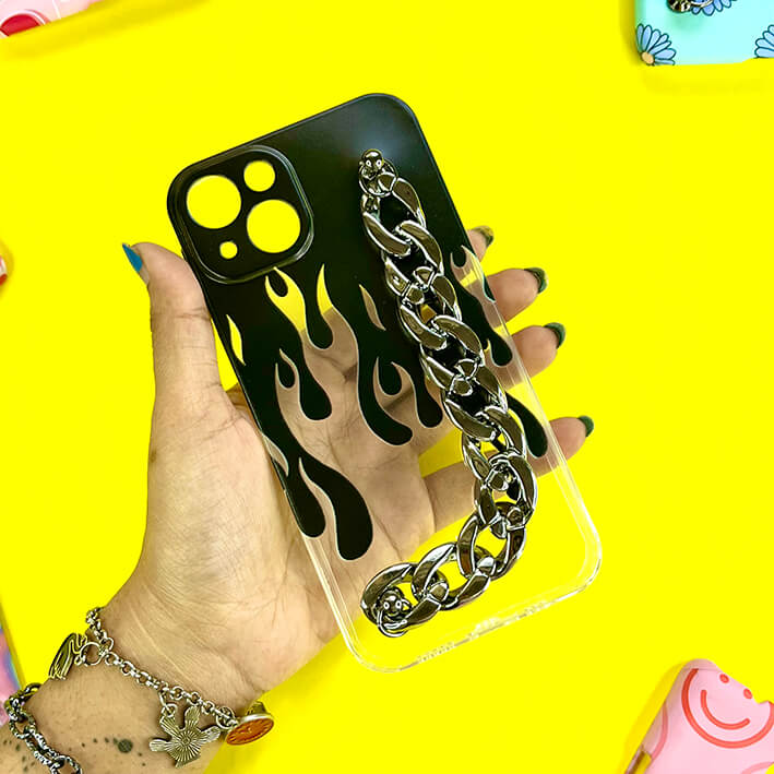 Tana Iphone Case Flame Silver Chain Silicone Phone Cover