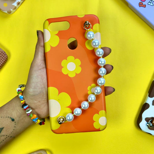 Pumpkin Peony Pearl Chain Phone Cover