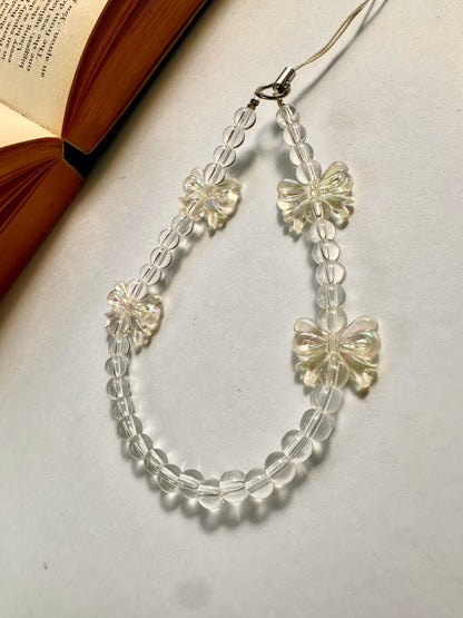 Dreamy Crystal Bow Phone Chain Charm - Casebasket