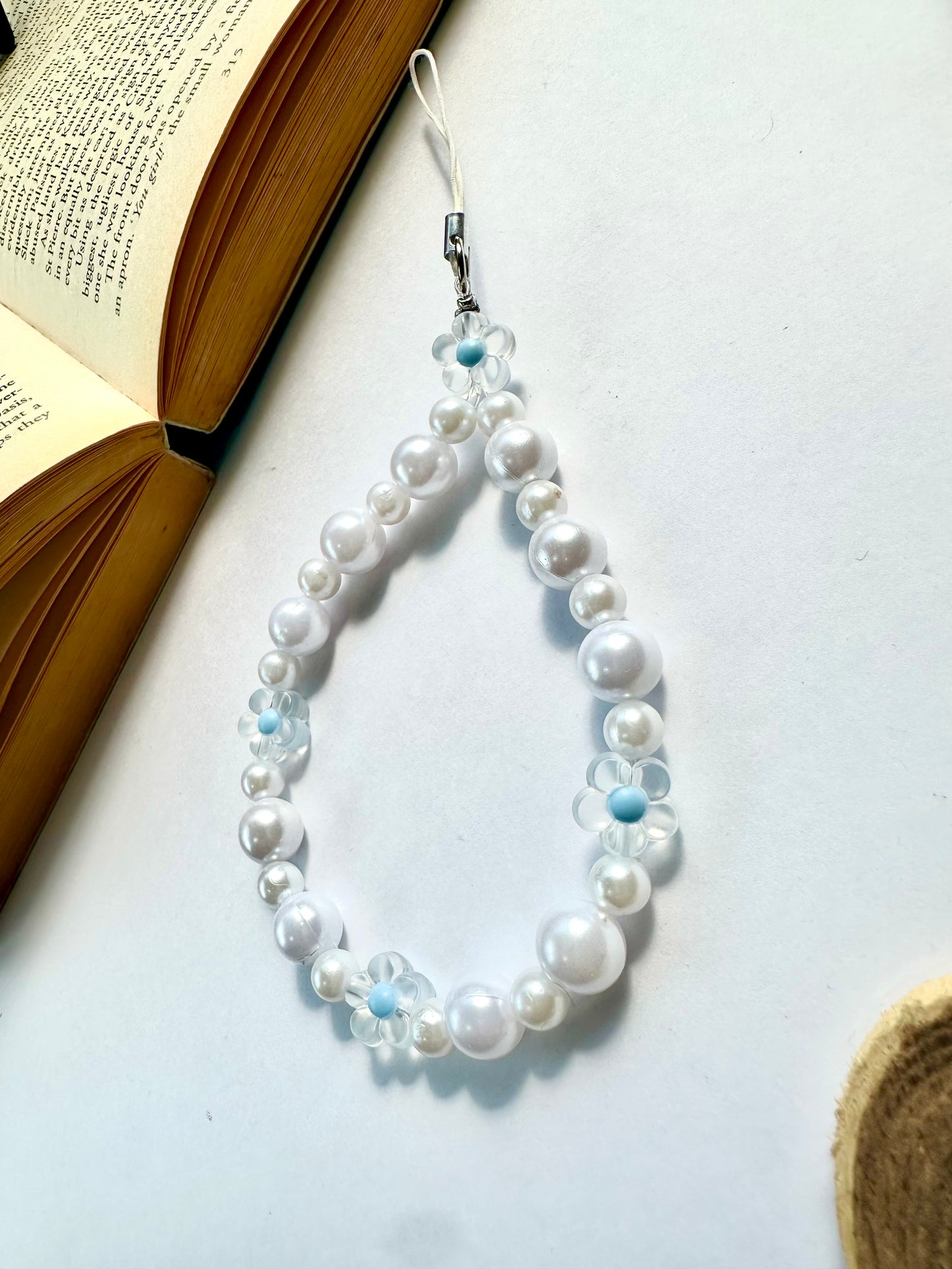 Mist Pearl Flower Phone Chain Charm