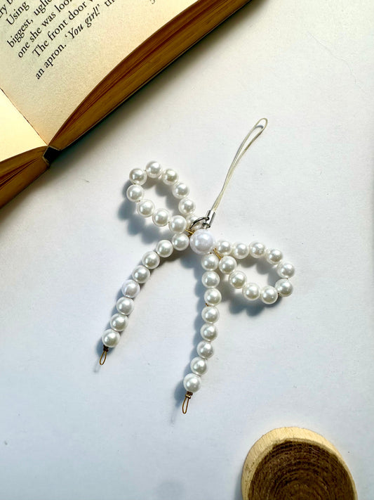 Bow Bead Pearl Phone Chain Charm - Casebasket