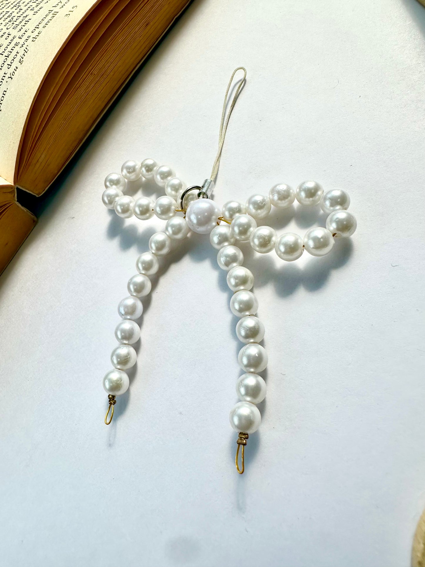 Bow Bead Pearl Phone Chain Charm