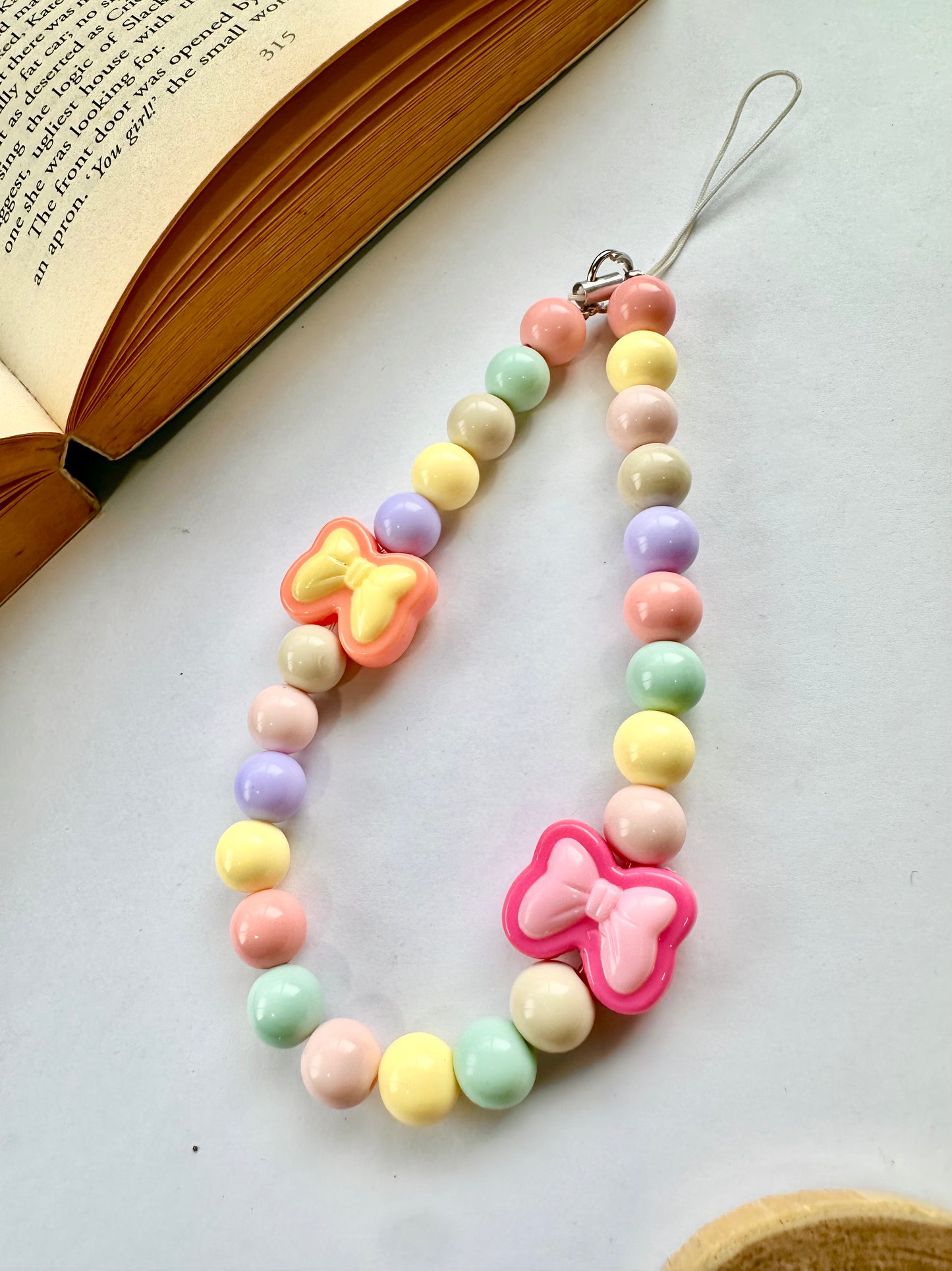 Pastel Bow Phone Hook Chain Charm