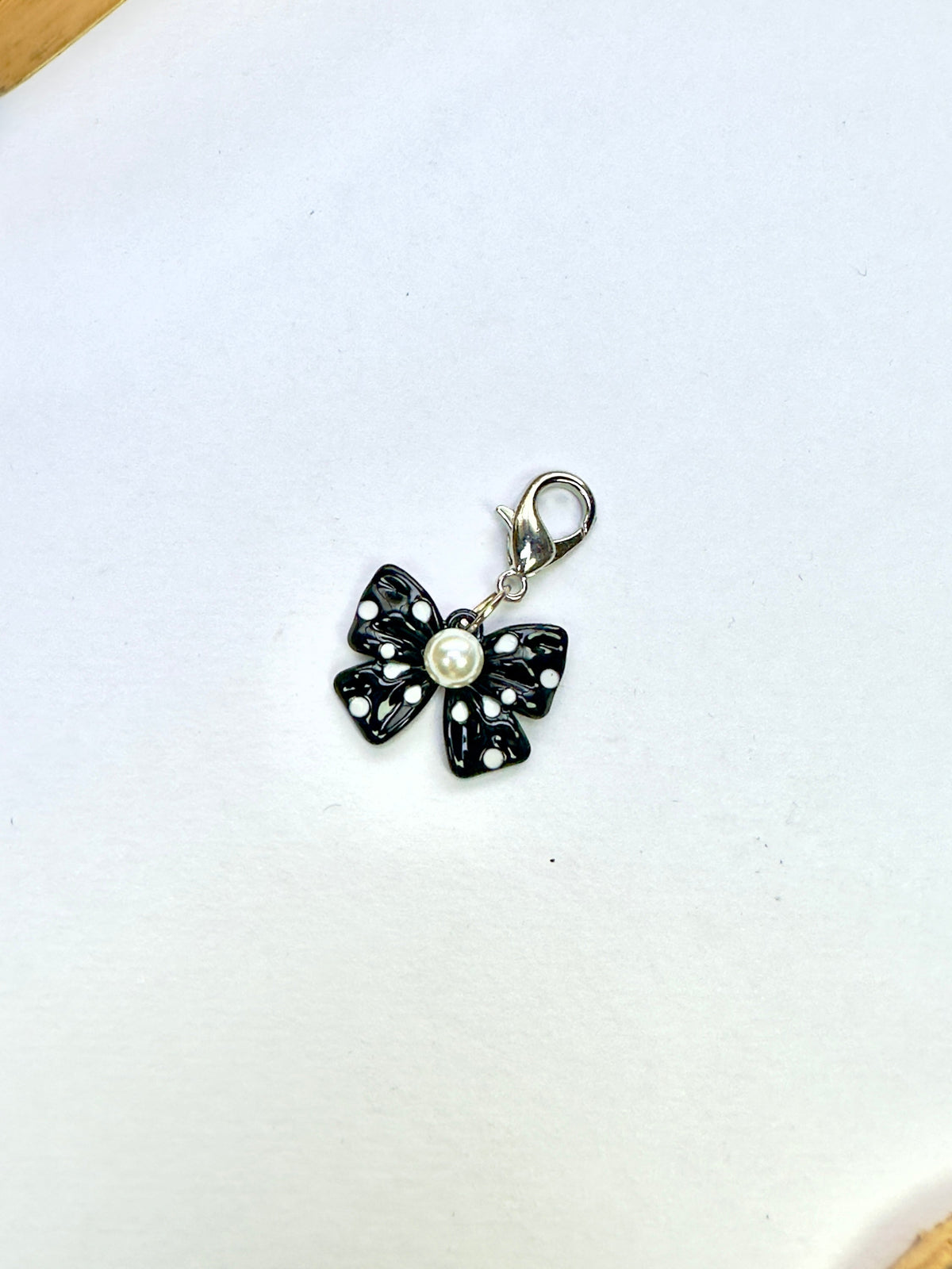 Polka Pearl Bow Phone Charm