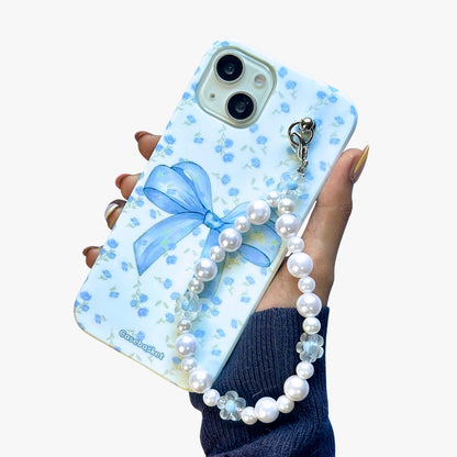 Blue Bae Mist Pearl Flower Fall Chain Phone Cover