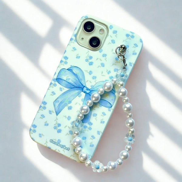 Blue Bae Mist Pearl Flower Fall Chain Phone Cover