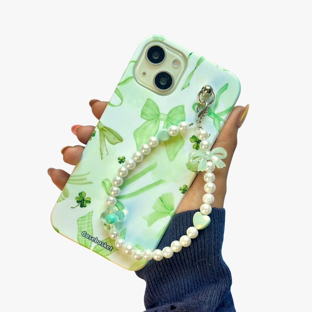 Lucky Chic Mint Bow Fall Chain Phone Cover