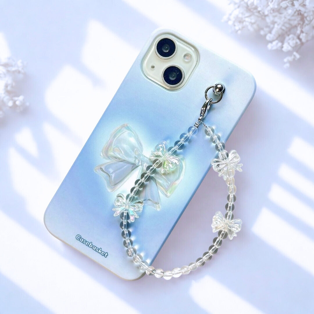 Gloss Dreamy Crystal Bow Fall Chain Phone Cover