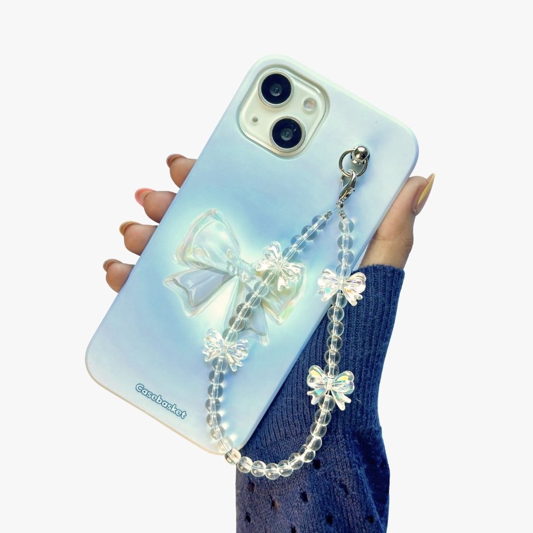 Gloss Dreamy Crystal Bow Fall Chain Phone Cover