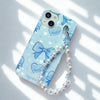 Berry Blue Heart Mist Pearl Flower Fall Chain Phone Cover