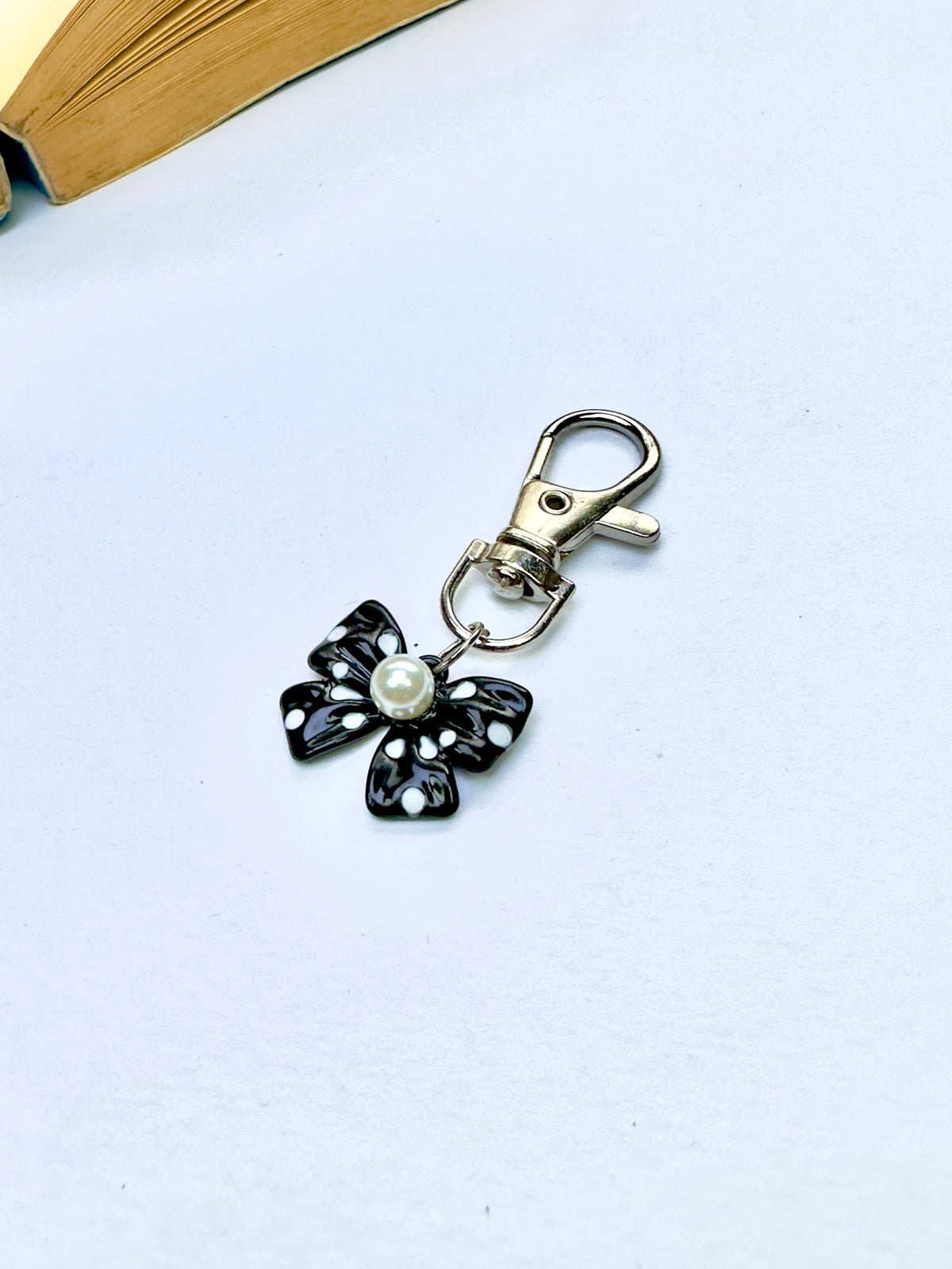 Polka Pearl Bow Phone Charm