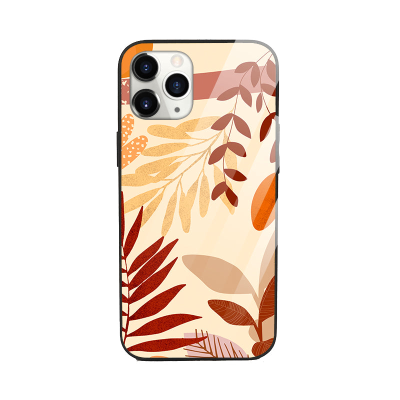 Caramel Leaves Aesthetic Glass Phone Cover