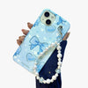 Berry Blue Heart Mist Pearl Flower Fall Chain Phone Cover