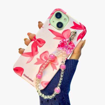 Rani Pink Kawaii Pink Transparent Bow Fall Chain Phone Cover