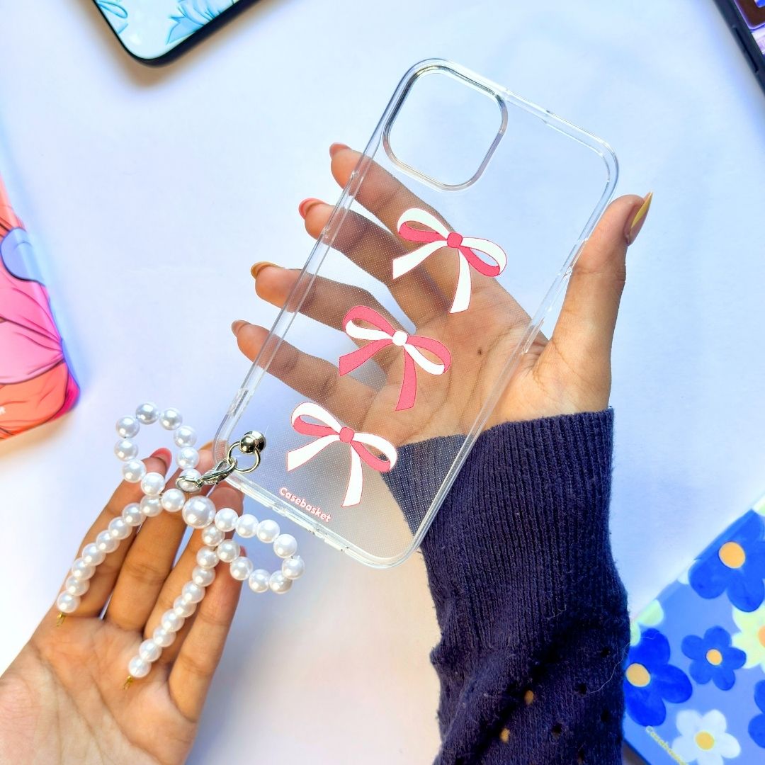 Cutie Trio Bow Bead Pearl Phone Cover