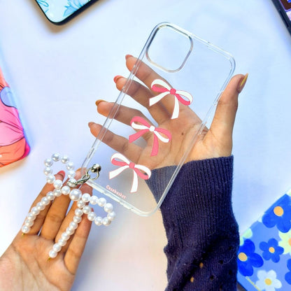 Cutie Trio Bow Bead Pearl Phone Cover