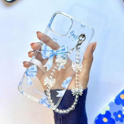 Icy Ribbon Dreamy Crystal Bow Fall Chain Phone Cover
