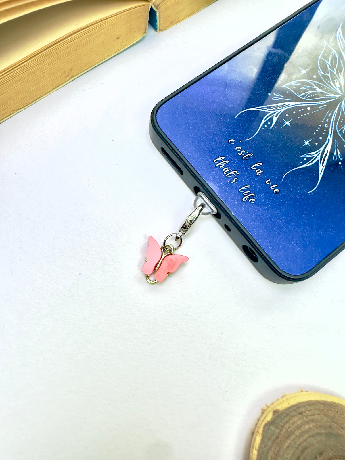 Peach Flutter Phone Charm