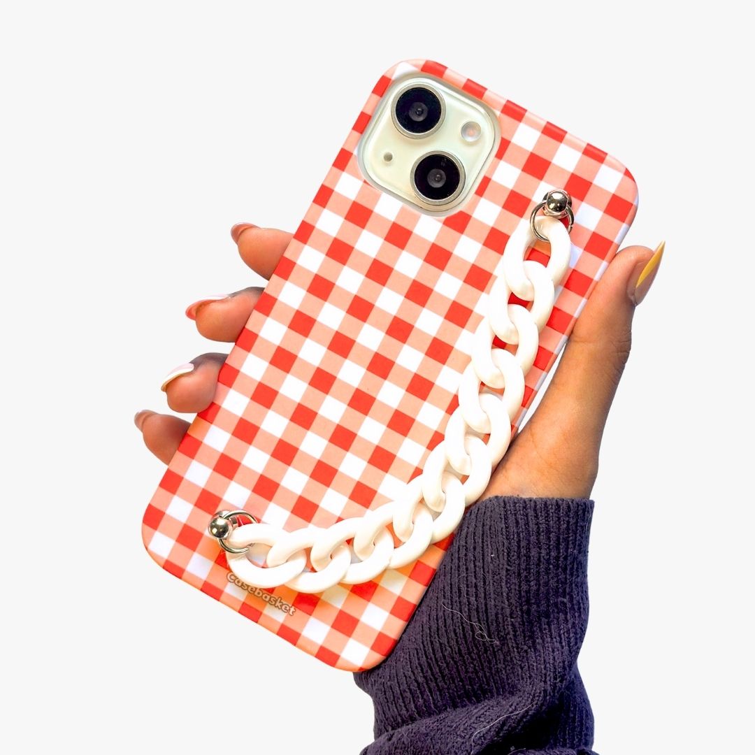 Checks Print white Chain Phone Cover