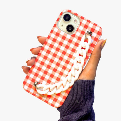 Checks Print white Chain Phone Cover