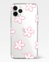 Kawaii Pink Flowers Silicone Phone Cover