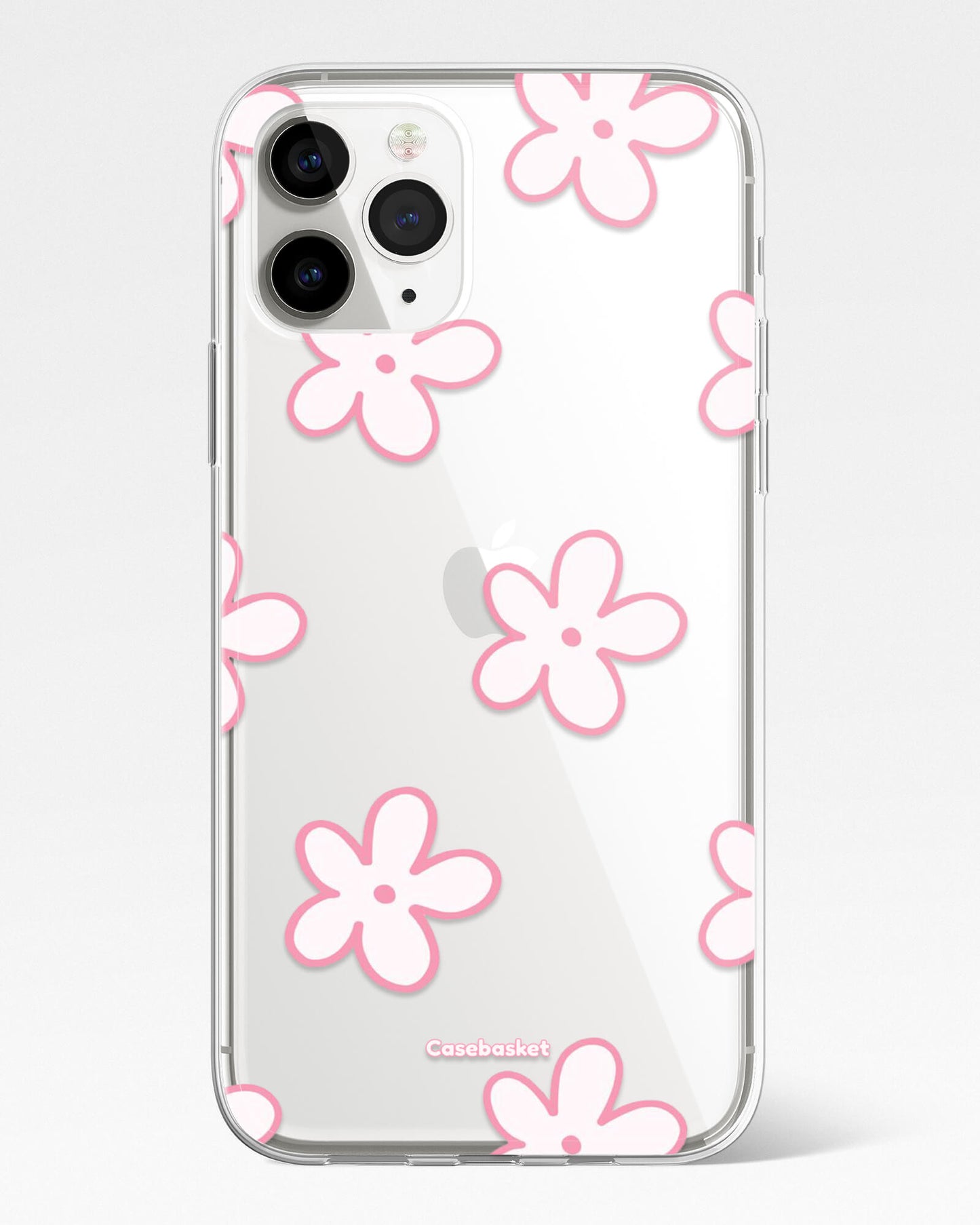Kawaii Pink Flowers Silicone Phone Cover