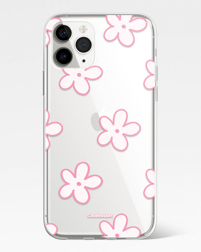 Kawaii Pink Flowers Silicone Phone Cover