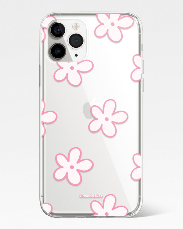Kawaii Pink Flowers Silicone Phone Cover