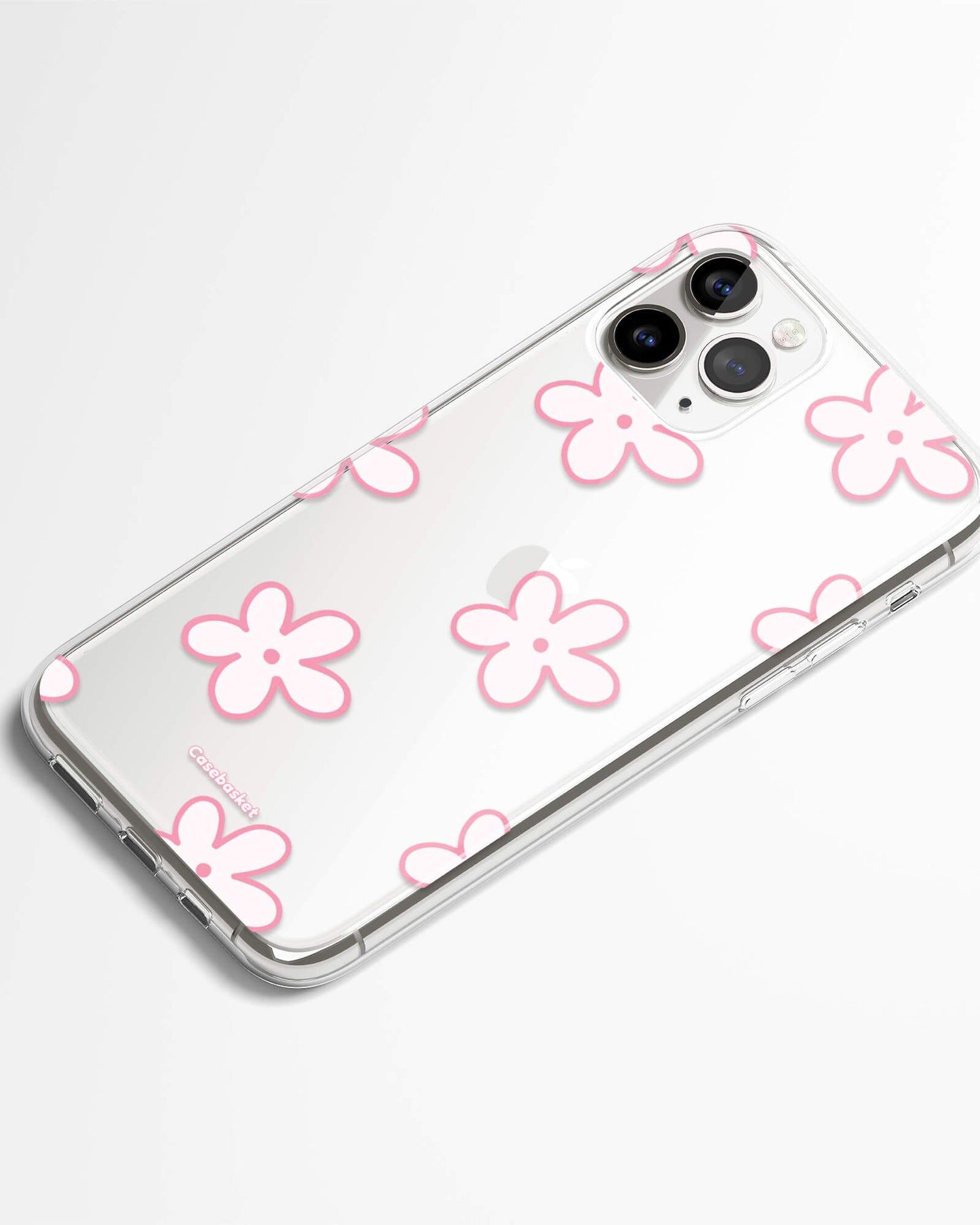Kawaii Pink Flowers Silicone Phone Cover