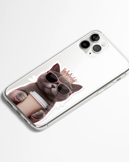 Queen Latte Kitty Transparent Phone Cover